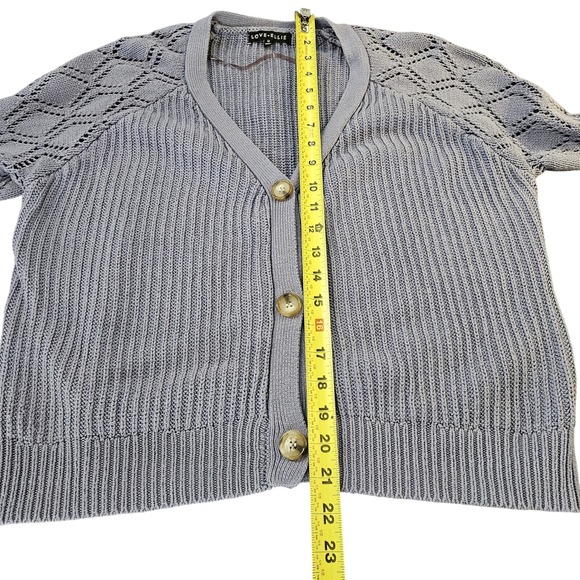 Love Ellie Women's McKenzie Cable Knit Carnigan Sweater Size M Periwinkle - Picture 6 of 7